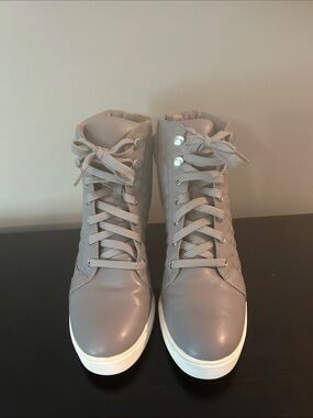 Paolo Gray High-Top Lace-Up Sneakers